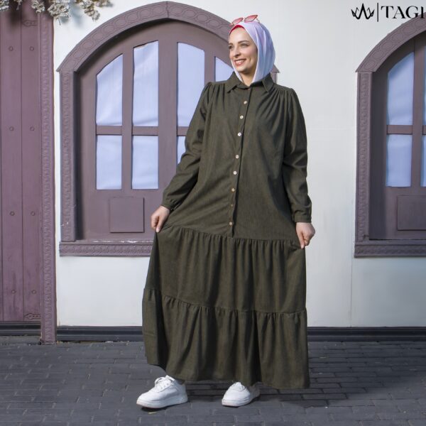 Olive Winter Layered Dress