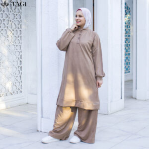 Comfy Beige Rib Suede Set