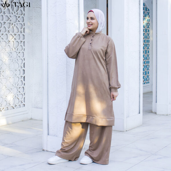 Comfy Beige Rib Suede Set