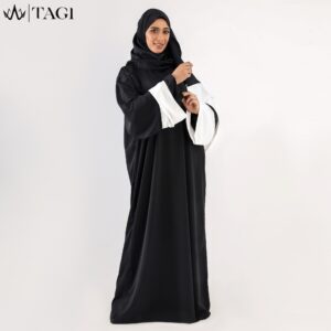 Black Abaya Esdal with White