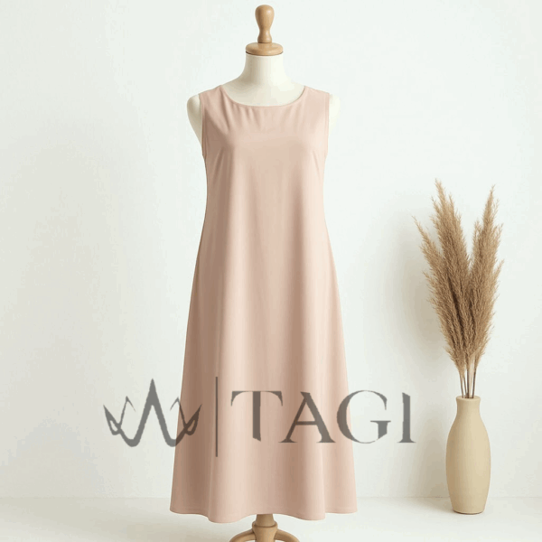 Beige Basic Sleeveless Dress
